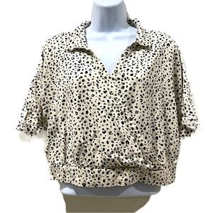 American Eagle Cropped Wrap Collared Shirt Sz Medium